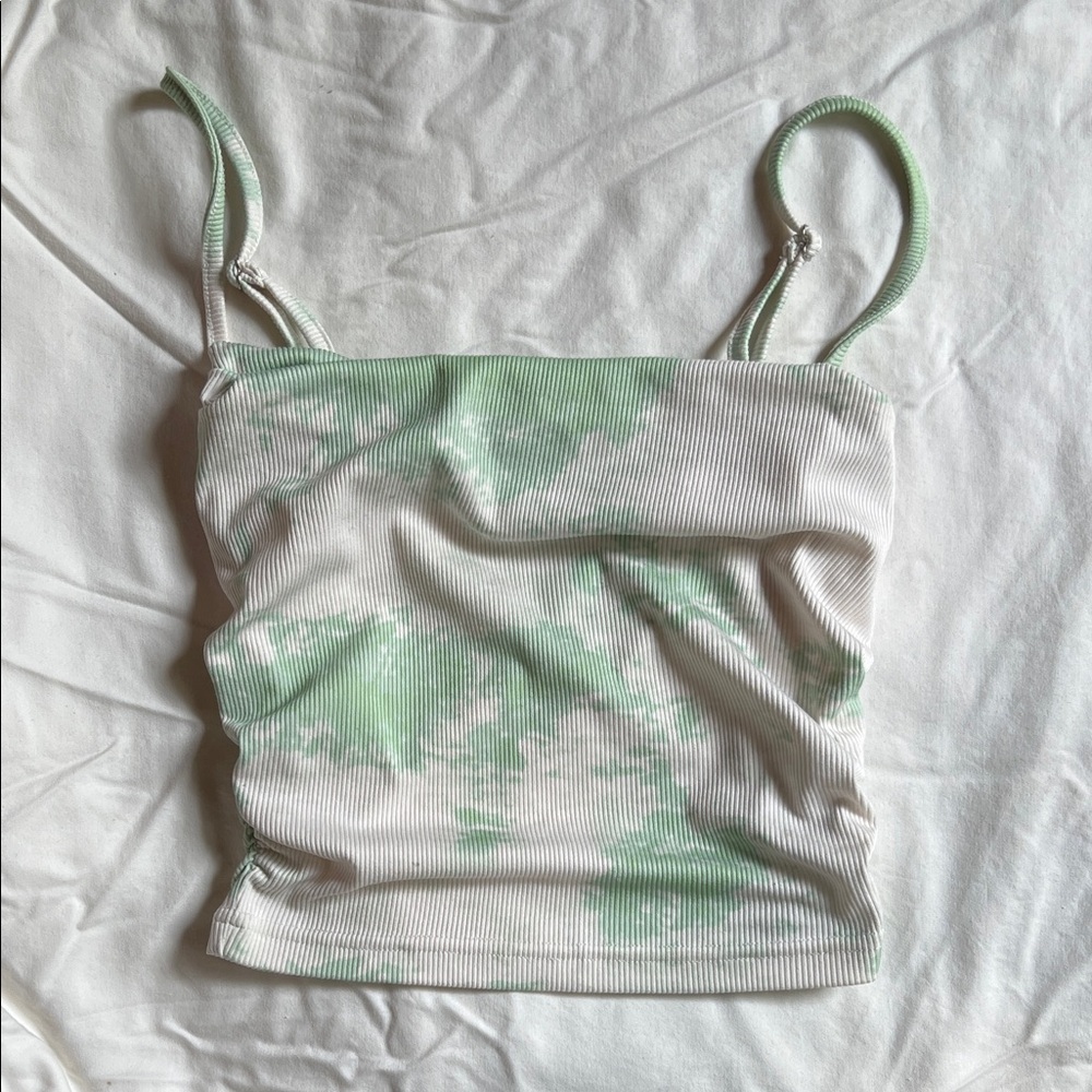 Mint Green Tie-Dye Ribbed Tank Top Flattering
